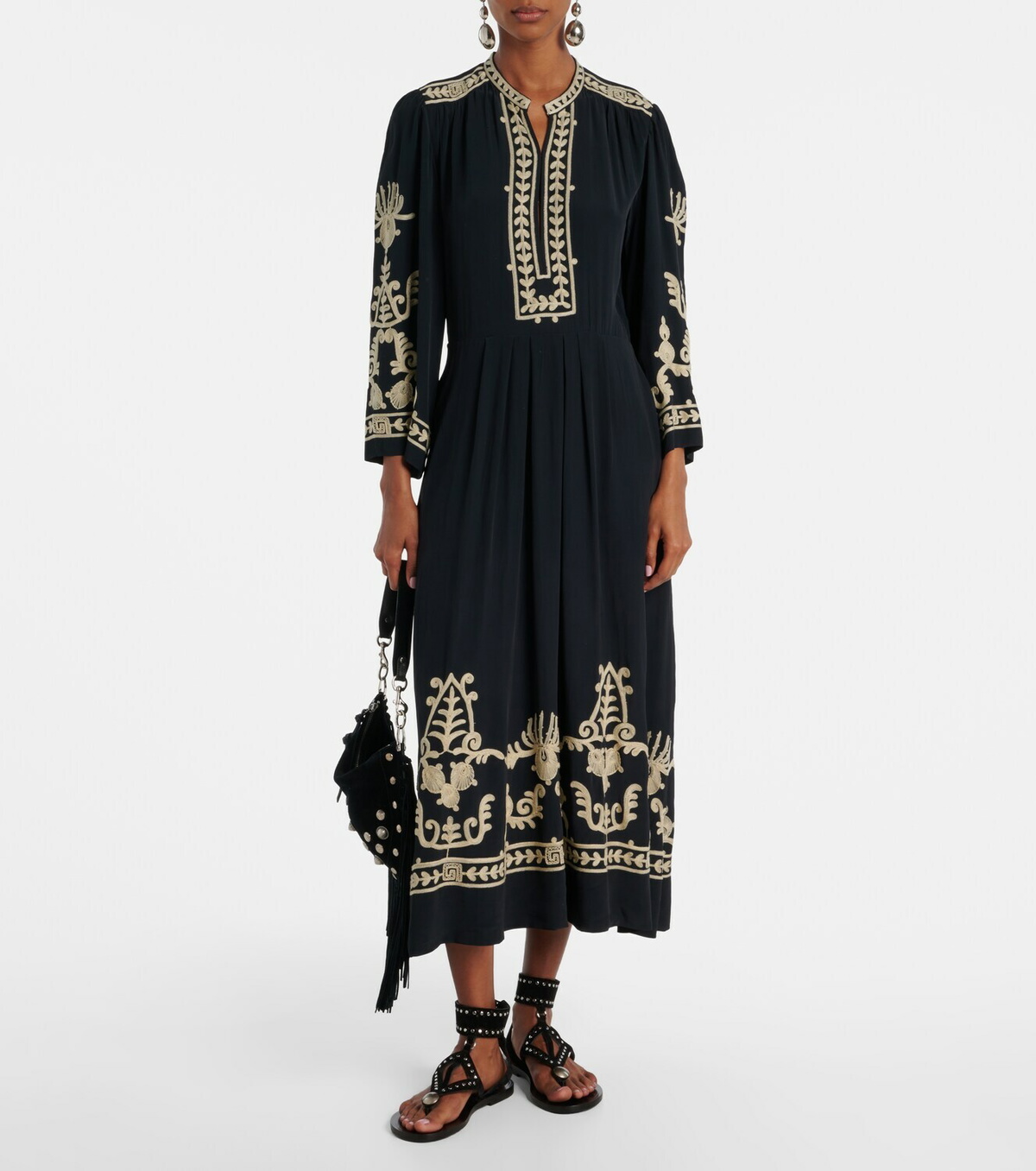 Marant Etoile Feliana embroidered crêpe maxi dress