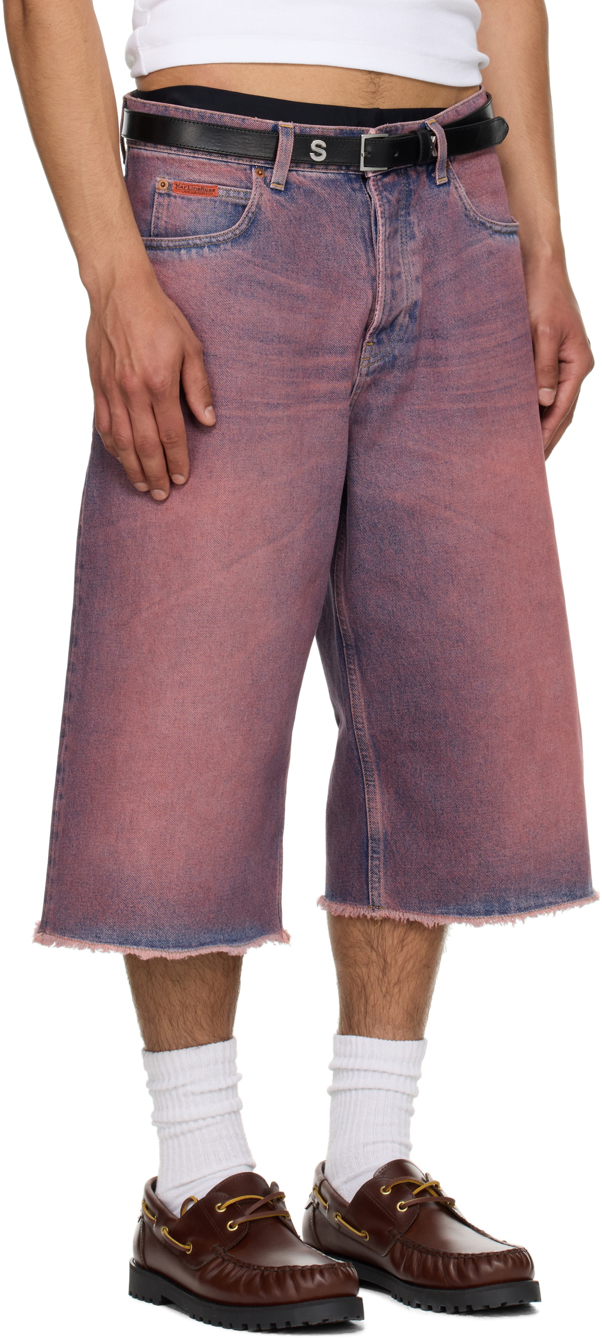 Martine Rose SSENSE Exclusive Pink Frayed Denim Shorts
