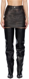 REMAIN Birger Christensen SSENSE Exclusive Brown Leather Miniskirt