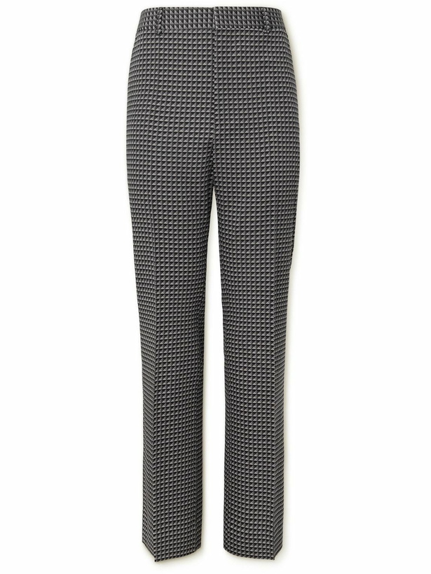 Photo: Valentino - Pleated Straight-Leg Printed Wool-Twill Trousers - Gray