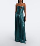 Retrofête Monterey cutout strapless lamé bustier gown