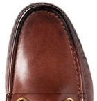 Gucci - Roos Horsebit Burnished-Leather Loafers - Brown