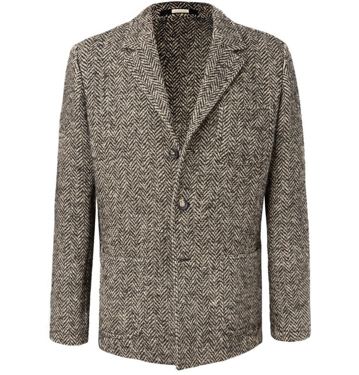 Photo: Massimo Alba - Brown Unstructured Herringbone Wool-Blend Blazer - Men - Brown