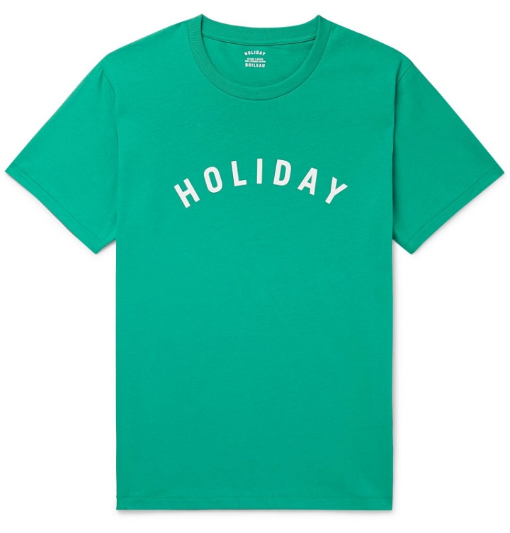 Photo: Holiday Boileau - Slim-Fit Logo-Print Cotton-Jersey T-Shirt - Green
