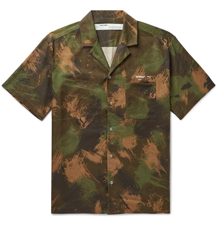 Photo: Off-White - Camp-Collar Camouflage-Print Cotton Shirt - Green
