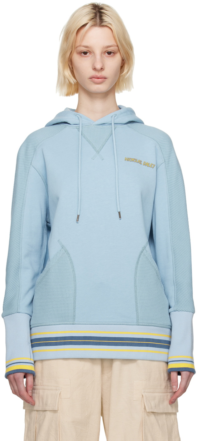 Nicholas Daley Blue Paneled Hoodie