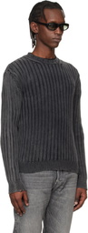 Off-White Gray Ink Arrow Rib Knit Crewneck Sweater