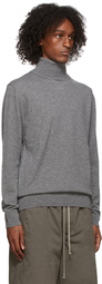 We11done Grey Cashmere Embossed Logo Turtleneck