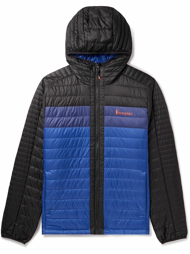 Photo: Cotopaxi - Capa Logo-Print Quilted Recycled-Nylon Ripstop Hooded Jacket - Blue