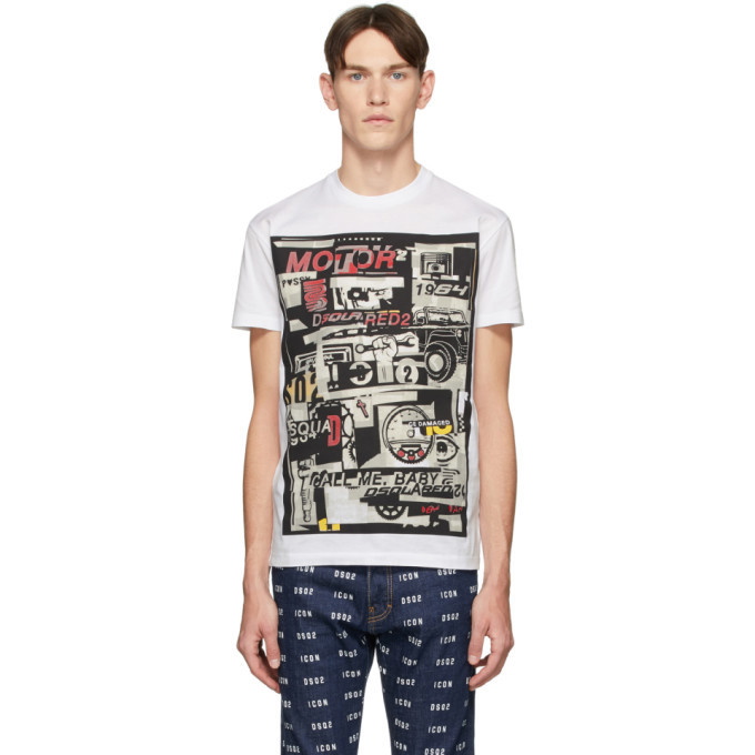 Photo: Dsquared2 White Motor T-Shirt