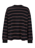 Juun.J Black Sweater With All-over Striped Motif In Cotton Man