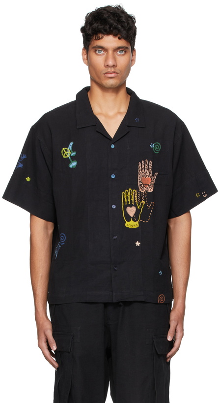 Photo: STORY mfg. Black Greetings Short Sleeve Shirt