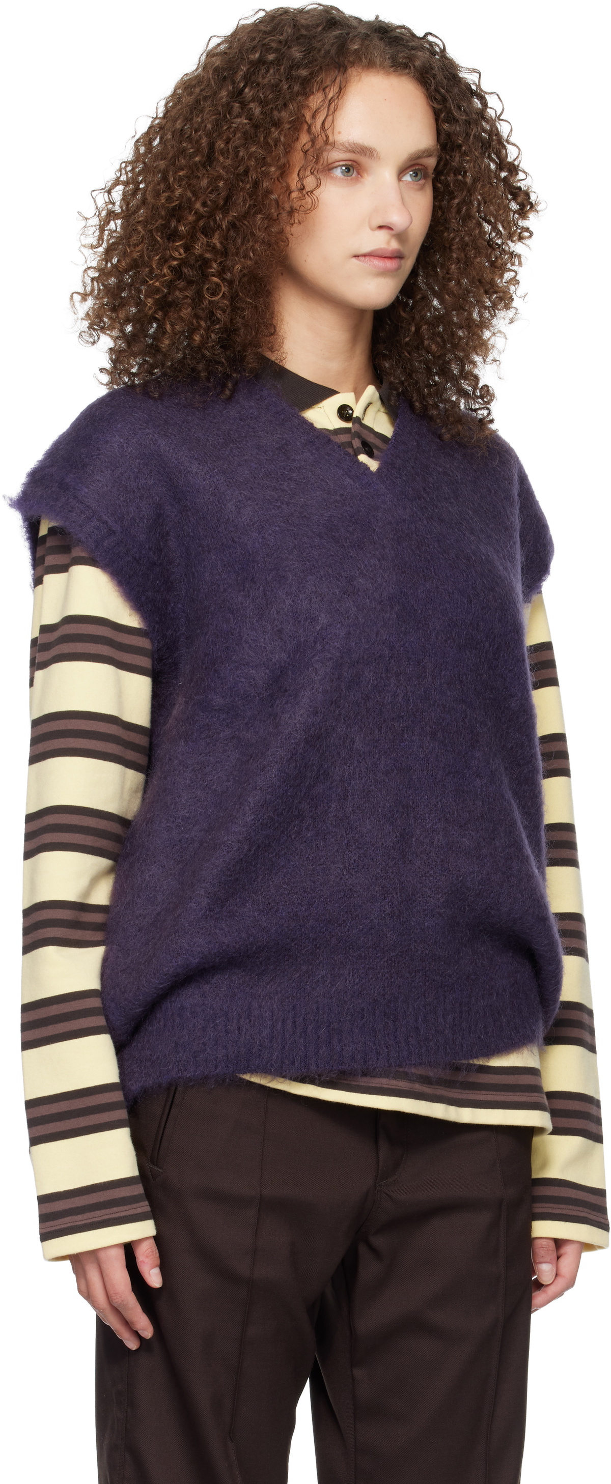 NEEDLES Purple Mohair Knit Vest