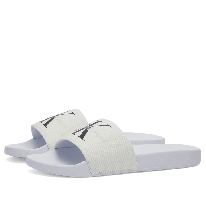 Photo: Calvin Klein Women's Monogram Slider in Bright White/Black