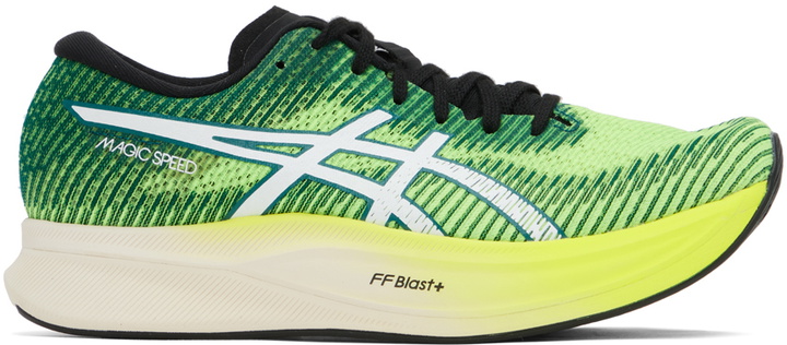 Photo: Asics Green & Yellow MAGIC SPEED 2 Sneakers