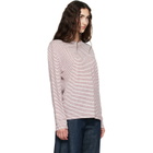 Wales Bonner Off-White & Burgundy Linen Stripe Jersey Hour T-shirt