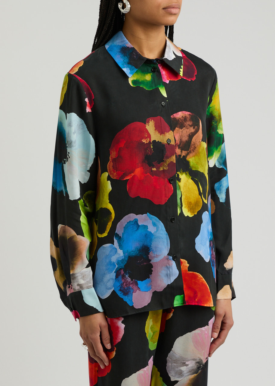 Stine Goya Floral-print Matte Satin Shirt Multicoloured 1