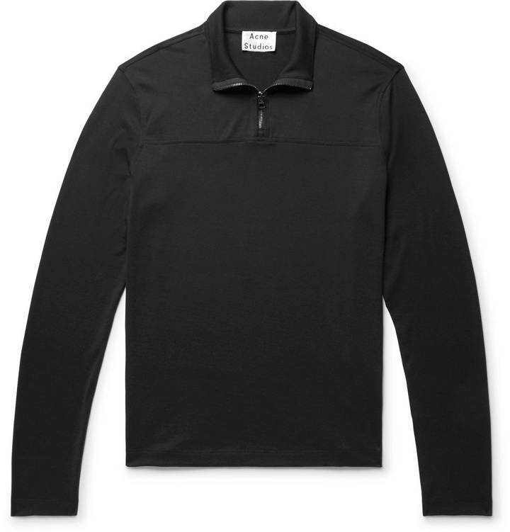 Photo: Acne Studios - Evias Cotton-Jersey Half-Zip Shirt - Black