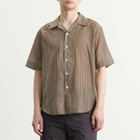 Auralee Men's Airy Light Cotton Check Shirt in Brown Gingham Check