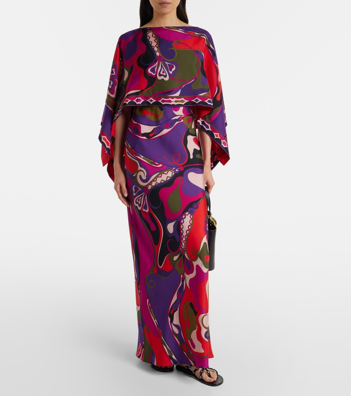 Pucci Orchidee silk slip dress and cape set