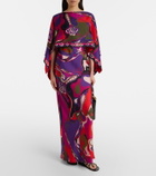 Pucci Orchidee silk slip dress and cape set