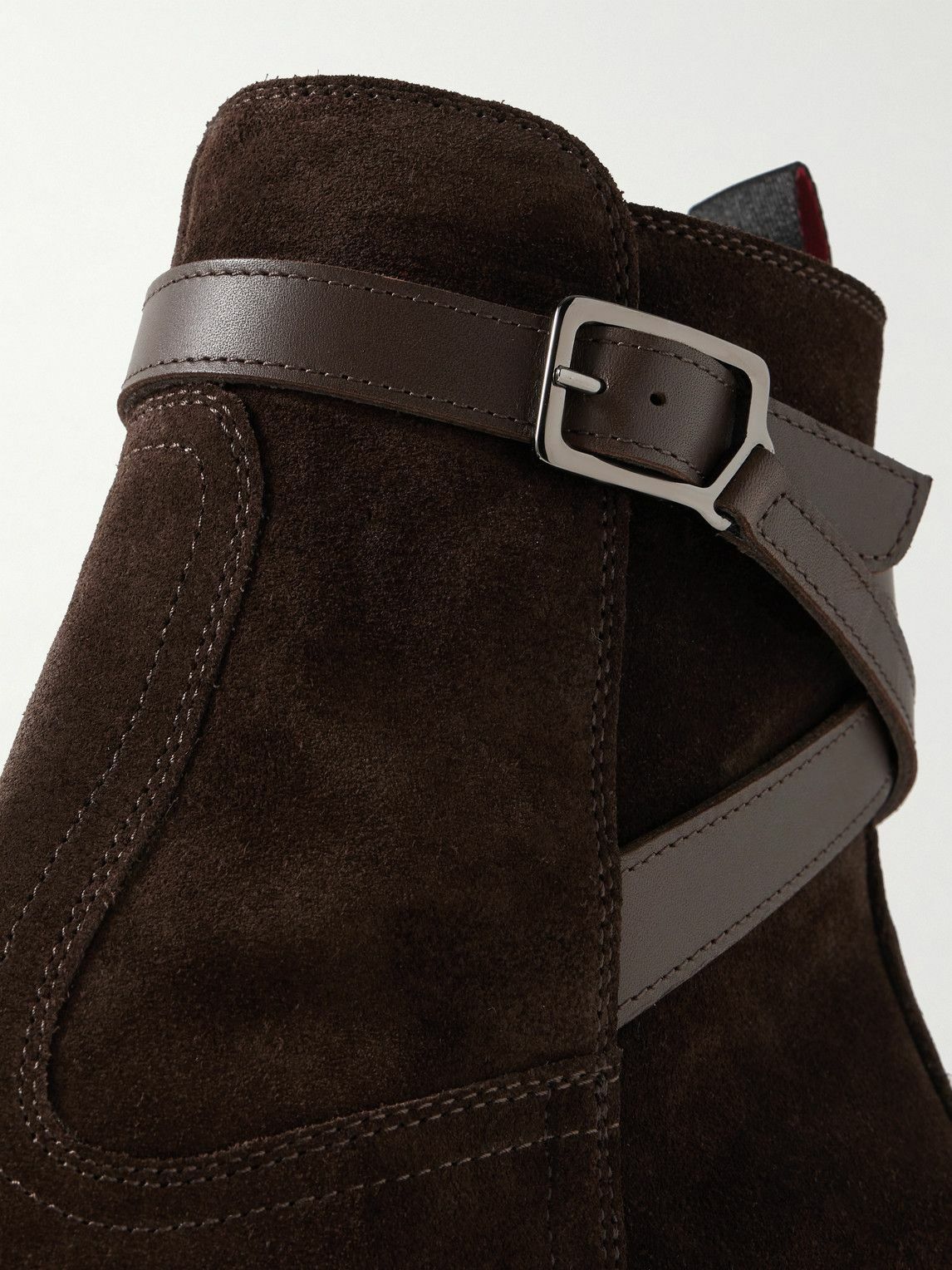 Christian Louboutin - Rosalio Jodhpur Buckled Leather-Trimmed Suede Chelsea Boots - Brown