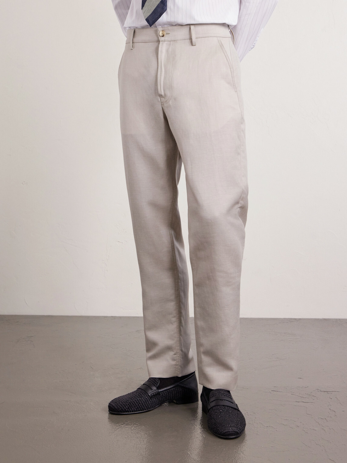 Canali - Straight-Leg Wool and Linen-Blend Twill Suit Trousers - Neutrals
