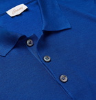 Brioni - Slim-Fit Knitted Silk Polo Shirt - Men - Blue