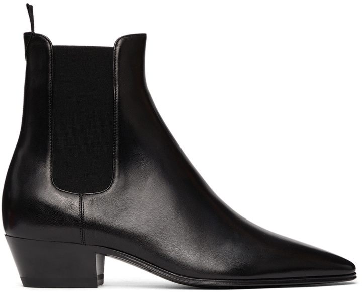 Photo: Saint Laurent Black Leather Vassili Chelsea Boots