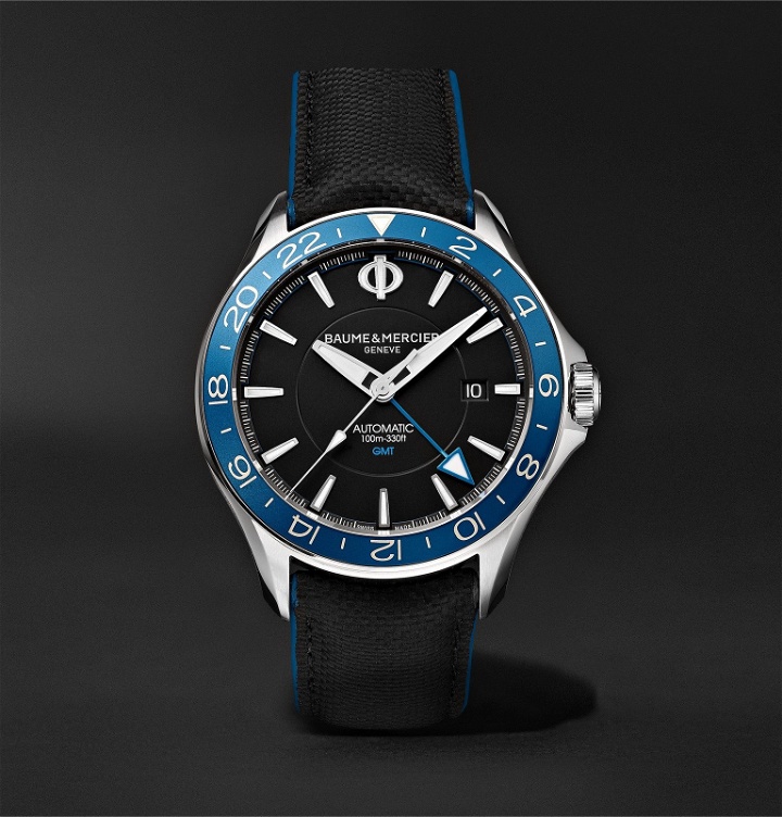 Photo: Baume & Mercier - Clifton Club Automatic GMT 42mm Stainless Steel and Leather Watch - Black