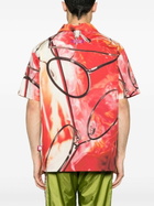 Advisory Board Crystals Orange And Red Glasses And Fire Print Short-Sleeved Shirt