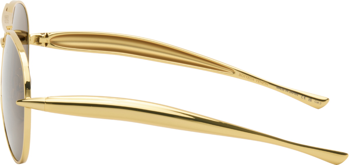Bottega Veneta Gold Sardine Aviator Sunglasses