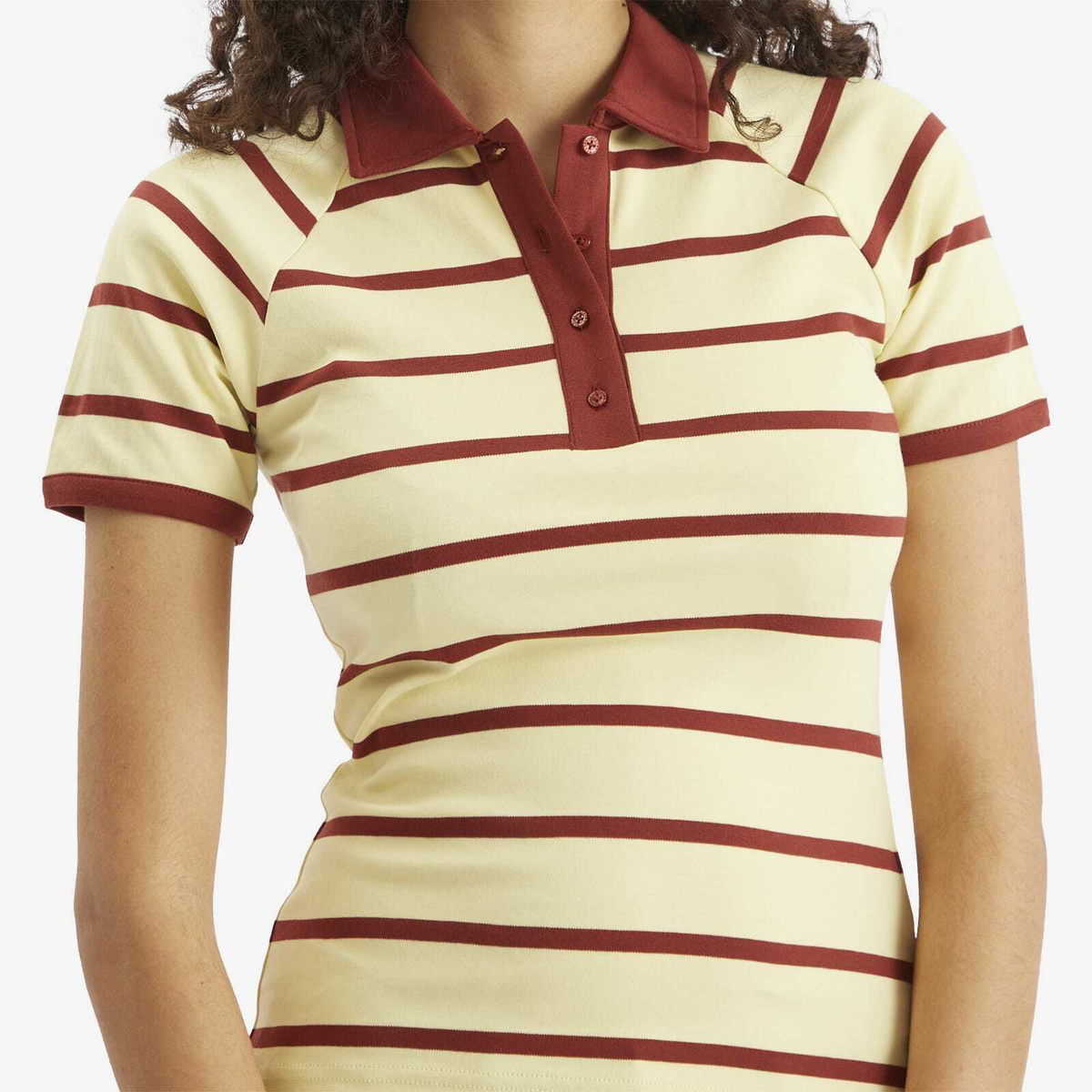 Samsøe Samsøe Women's Saamy Short Sleeve Polo Top in Yellow Brick Stripe