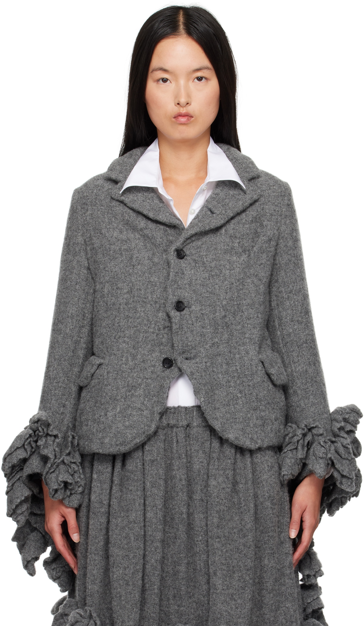 Comme des Garçons Comme des Garçons Gray Tweed Blazer