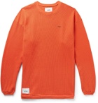 WTAPS - Appliquéd Logo-Embroidered Waffle-Knit Cotton T-Shirt - Orange