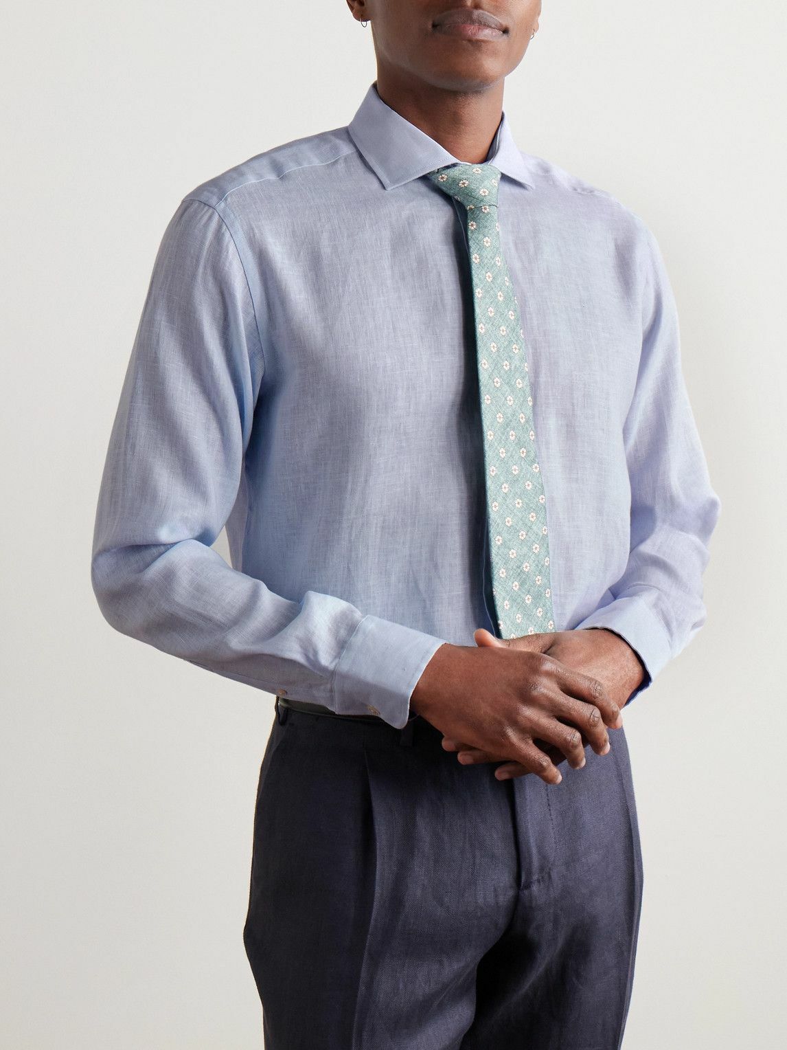 Favourbrook - Bridford Cutaway-Collar Linen Shirt - Blue