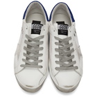 Golden Goose White and Blue Superstar Sneakers