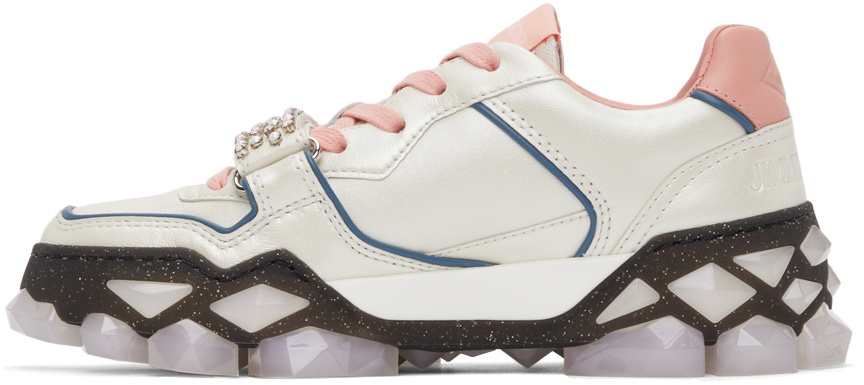 Jimmy Choo Off-White & Pink Diamond X Strap Sneakers