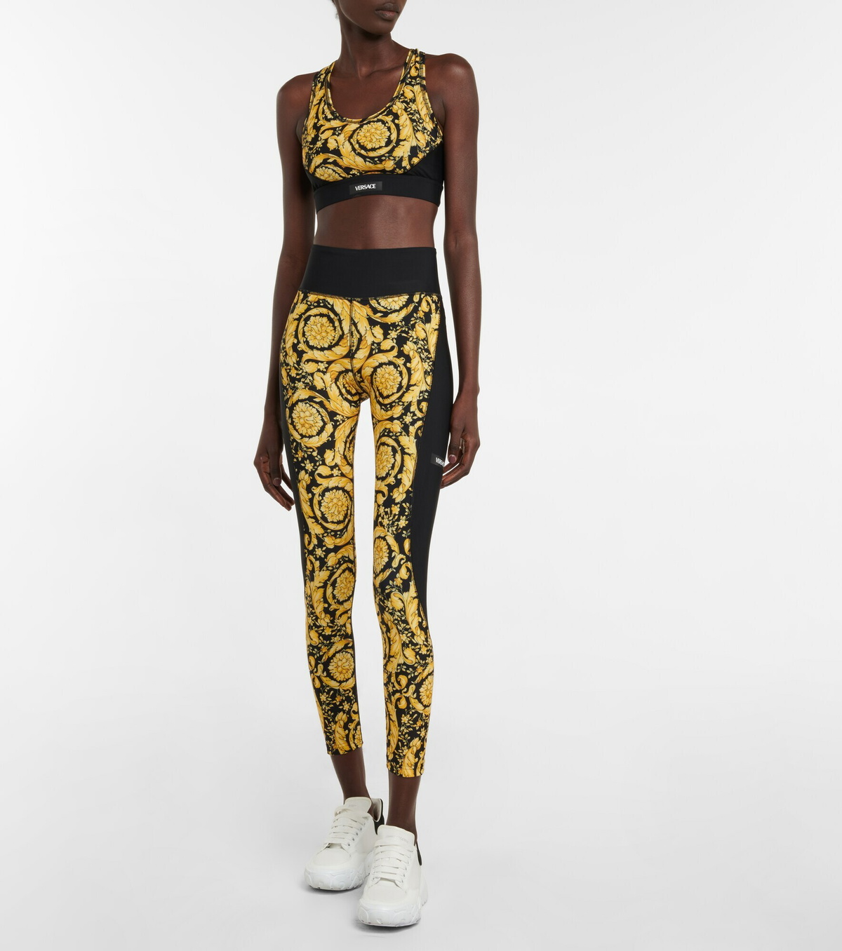 Versace - Barocco paneled high-rise leggings Versace