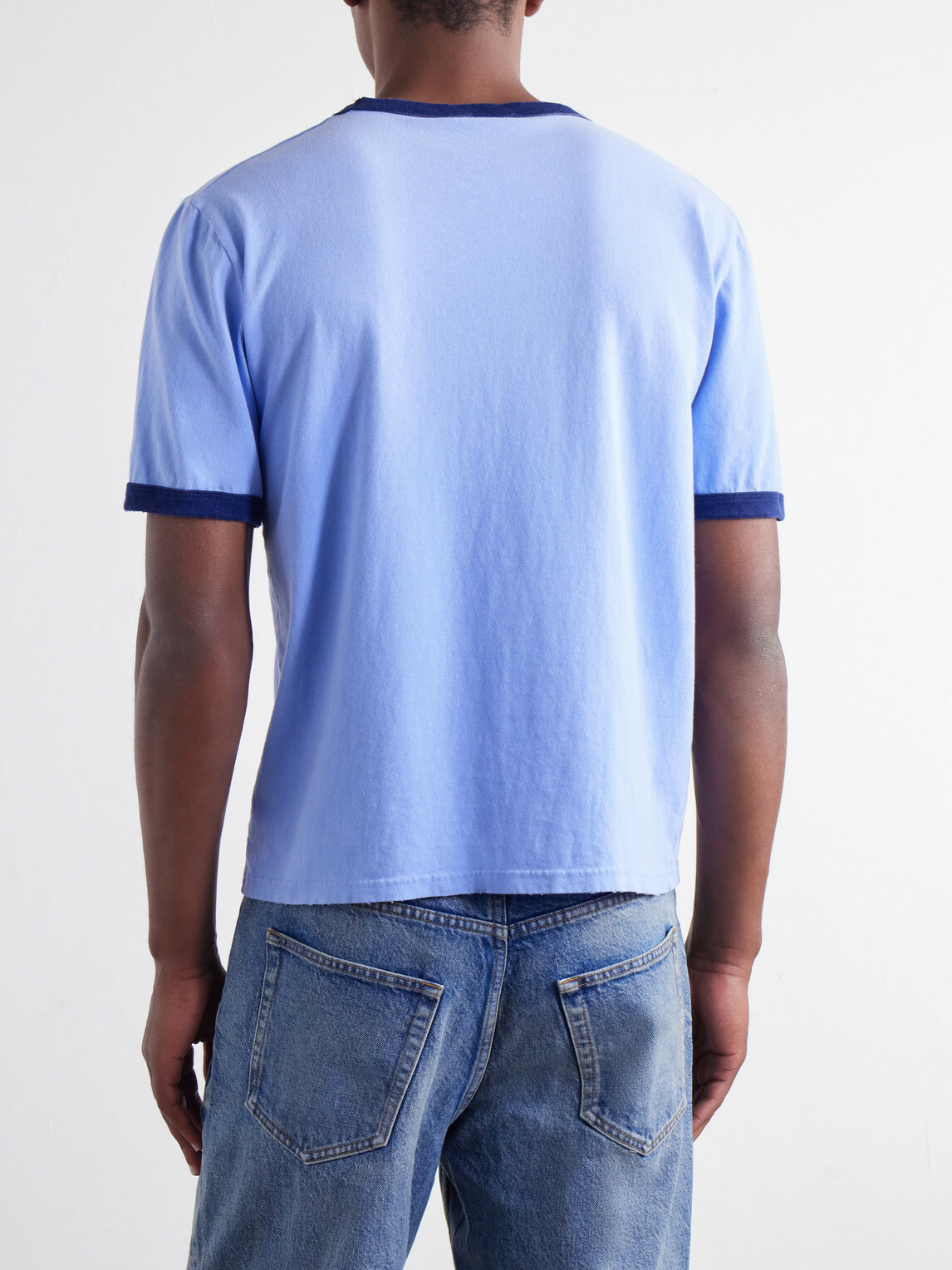 Husbands - Distressed Cotton-Jersey T-Shirt - Blue