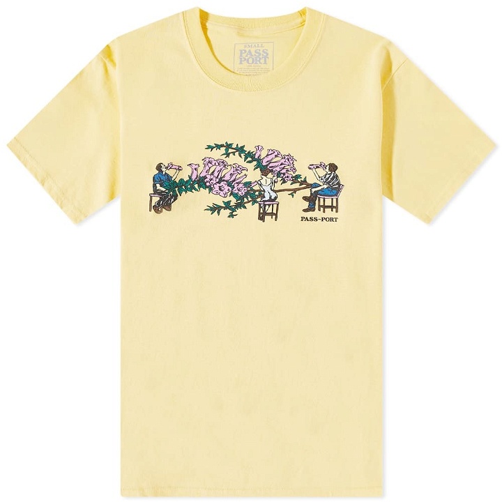 Photo: Pass~Port Men's Floral Bar T-Shirt in Daffodil Yellow