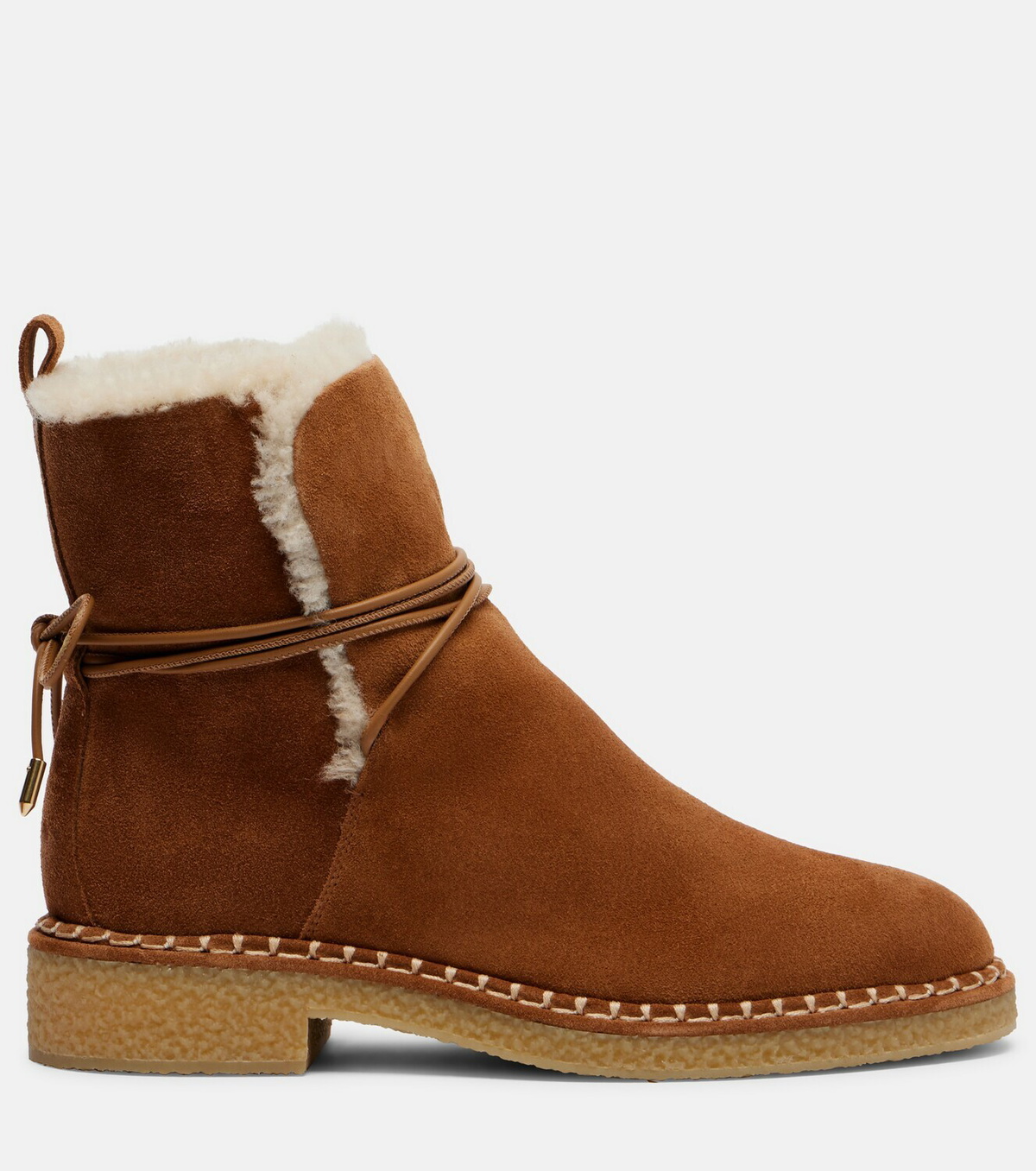 Aquazzura Megeve shearling-trimmed suede ankle boots
