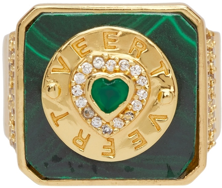 Photo: VEERT Gold & Green Signature Malachite Ring