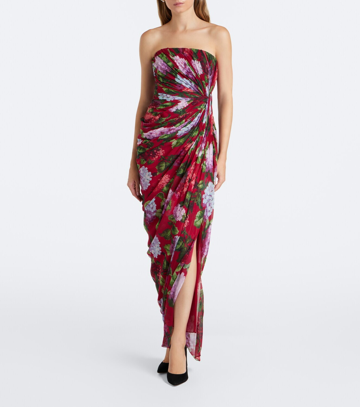 Carolina Herrera Floral silk chiffon bustier dress
