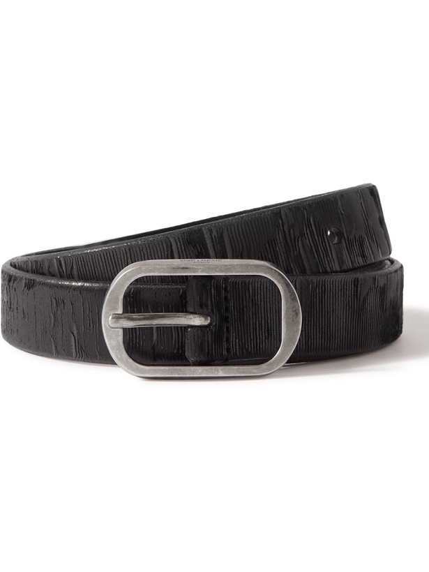Photo: SAINT LAURENT - 2.3cm Textured-Leather Belt - Black