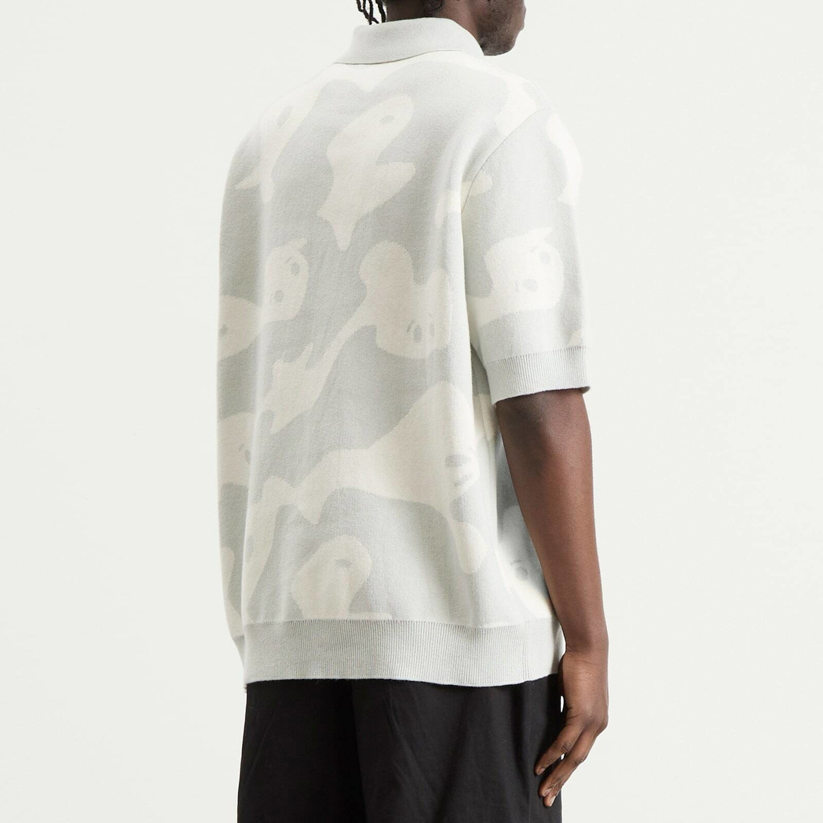 Pawa Speed Sports Men's Ghost Camo Knit Polo in Grey/White