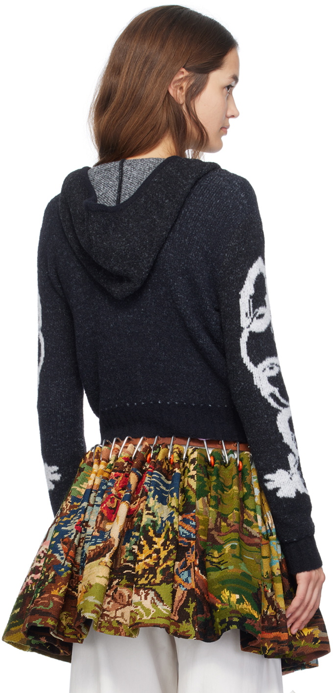 Chopova Lowena Black Chain Link Hooded Cardigan