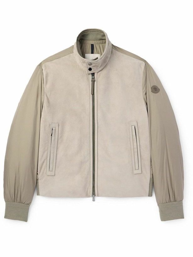 Photo: Moncler - Suede and Shell Jacket - Brown