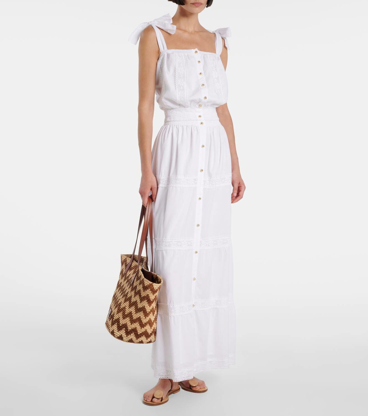 Melissa Odabash Cate lace-trimmed cotton maxi skirt