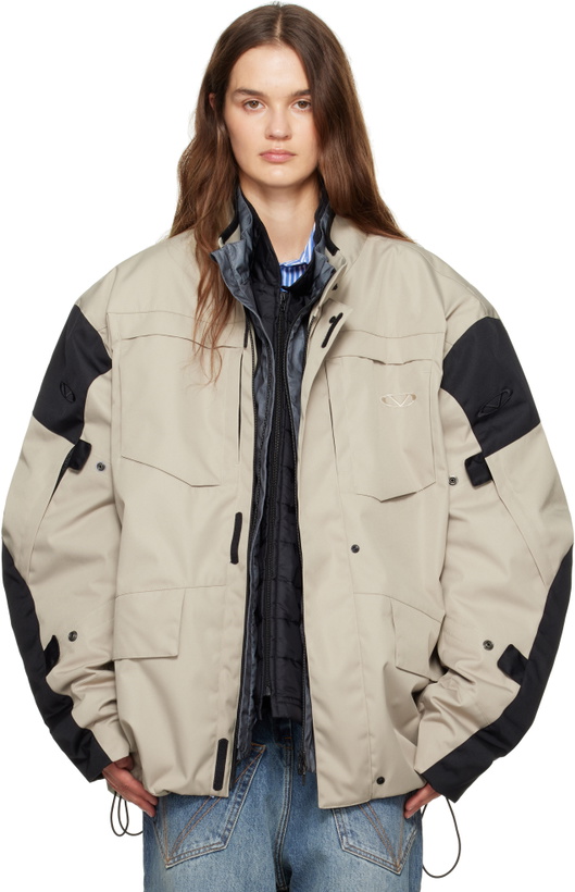 Photo: VETEMENTS Beige & Black Biker Parka Coat & Jackets Set